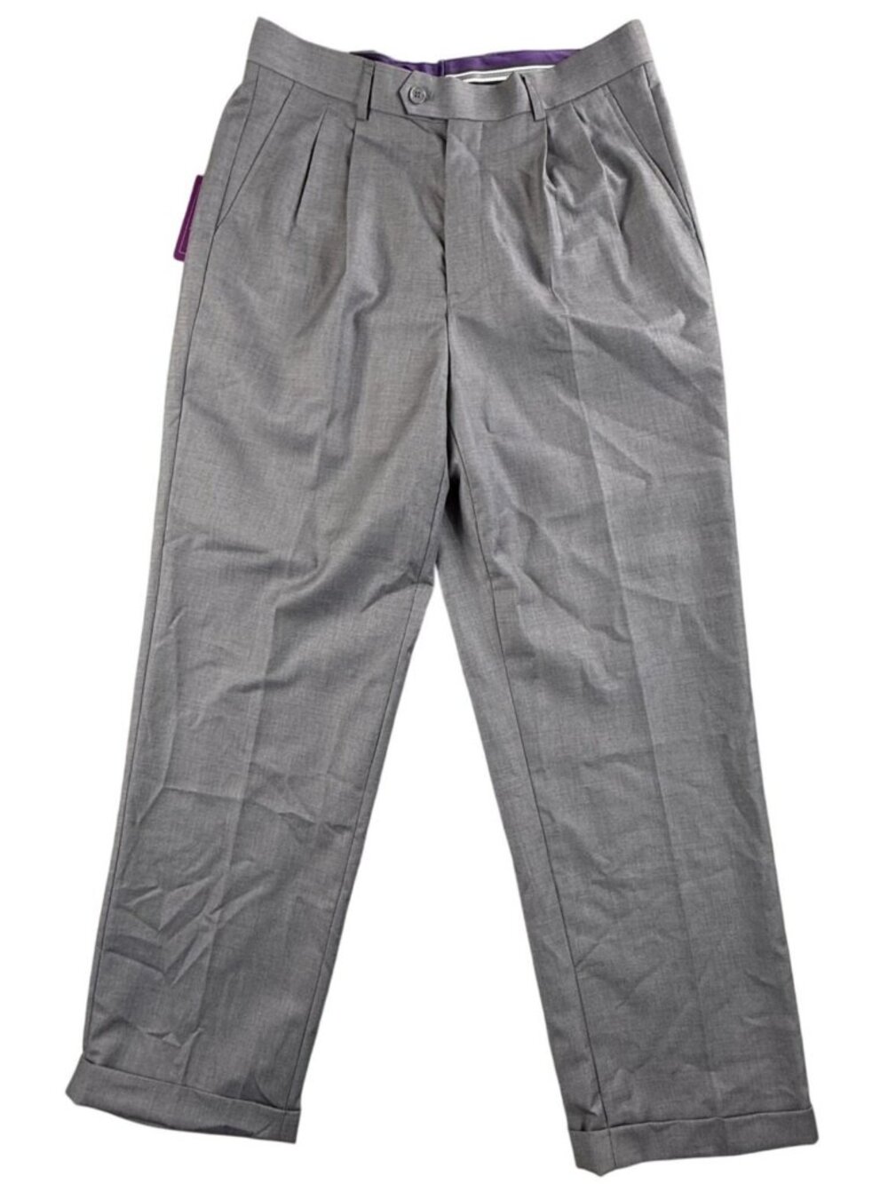 Vinci Couture Dress Pants Mens 32x30 Gray Pleated Front Straight Leg Formal NWT